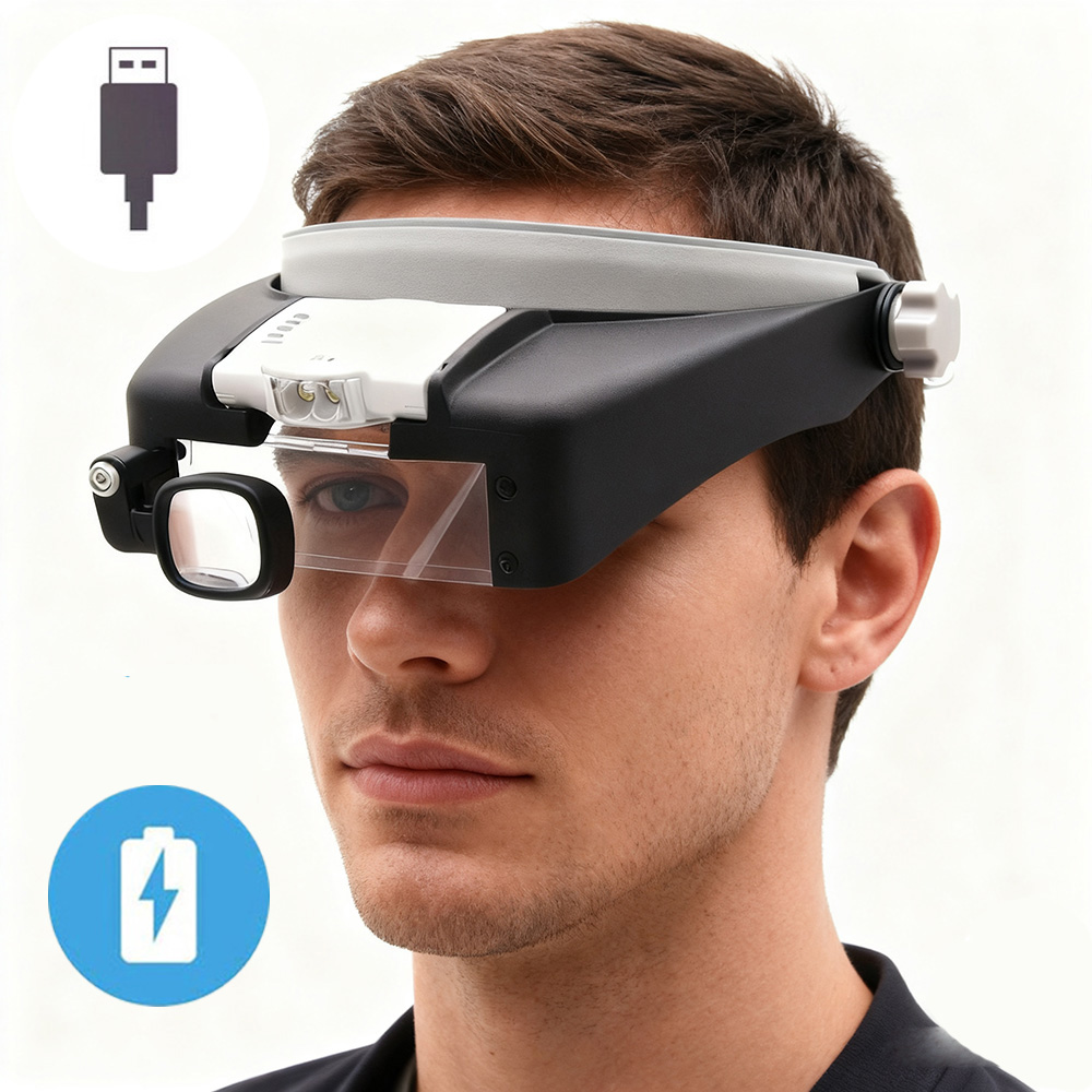 Electronics Repair Glasses - 17X Adjustable Headband Magnifier Eye Glasses